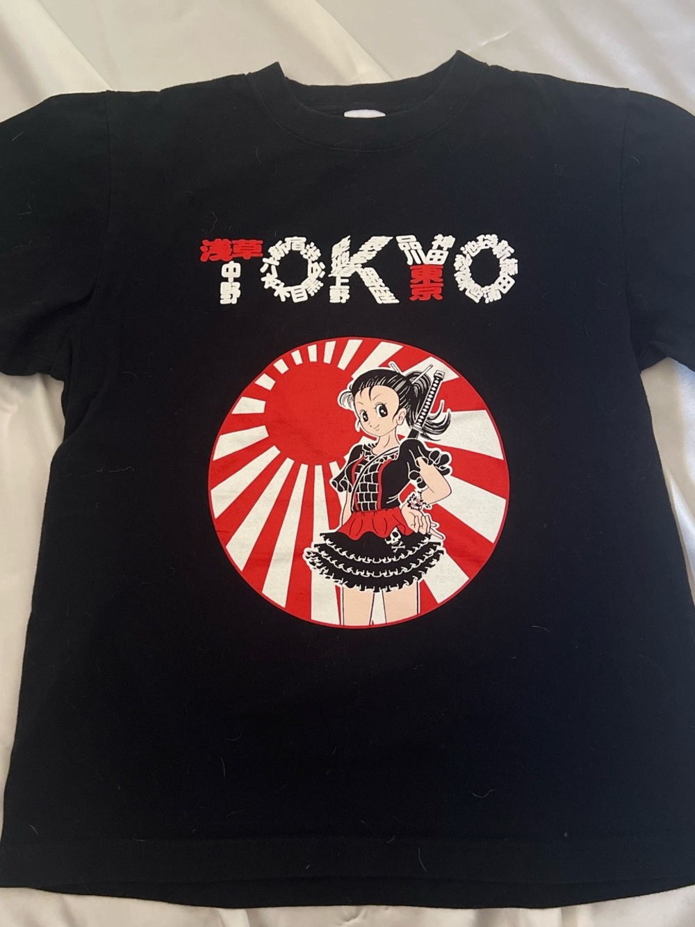 Black short-sleeve Tokyo anime graphic tee shirt